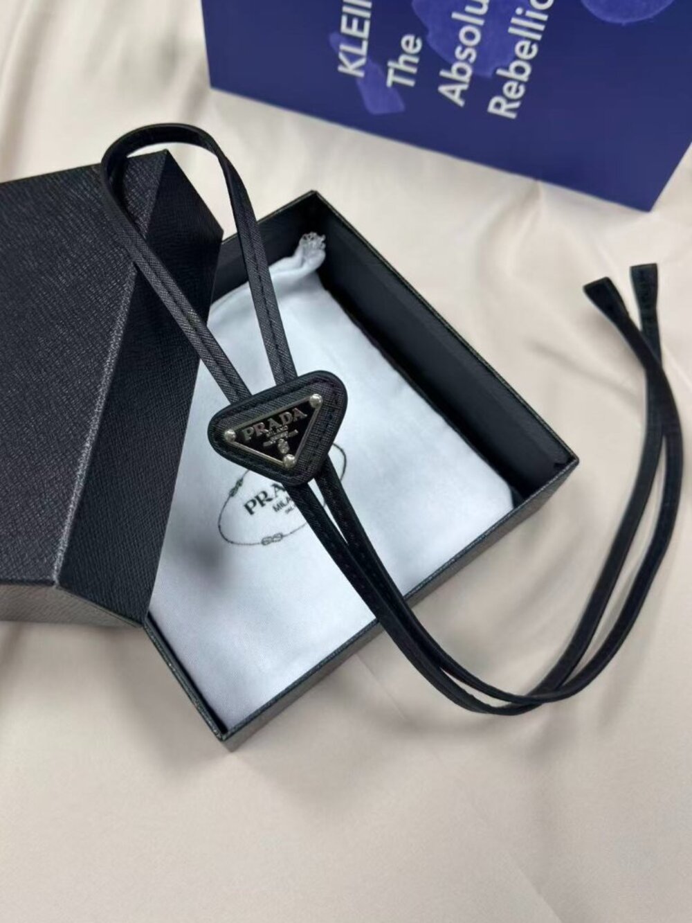 Prada Black Leather Adjustable Bolo Tie🌆Luxury Minimalist Neckwear